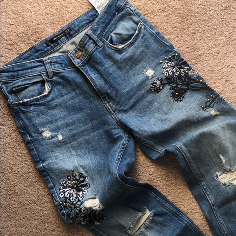 Zara embroidery jeans